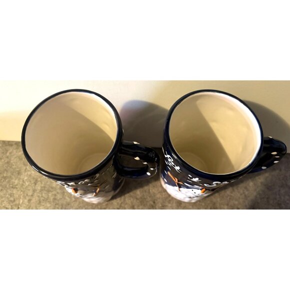 Set of 2 Bella Casa By Ganz Tall 6" Let it Snow Coffee Mugs w/ Snowmen  # 3004 - Picture 3 of 5